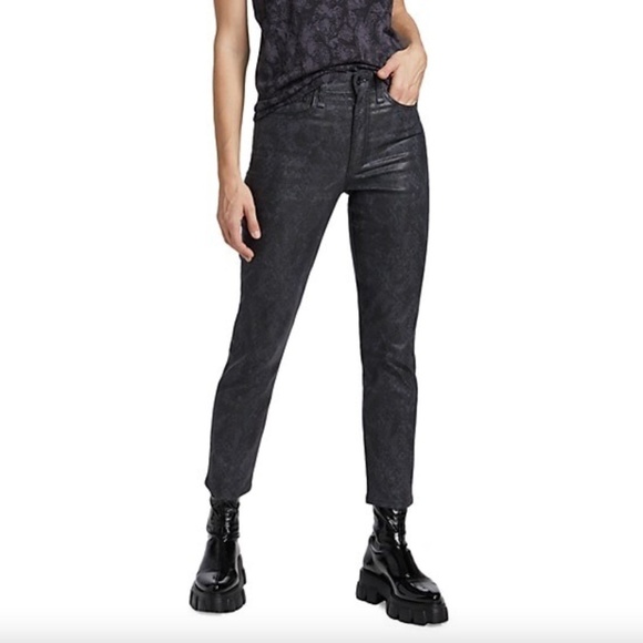 rag & bone Nina‎ High-Rise Cigarette Black Cropped Coated 27 Jeans - Picture 4 of 11